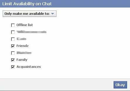 Make me available to friends on Facebook Chat