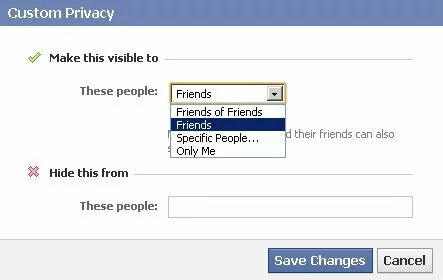 Privacy setting to share Facebook status