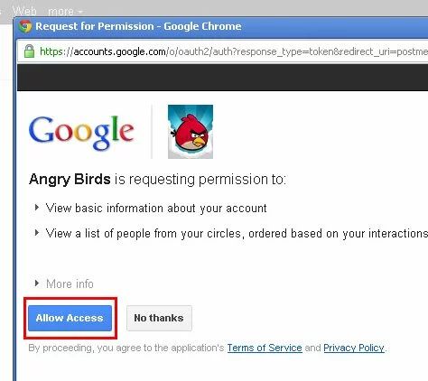 Allow access for Games on Google plus